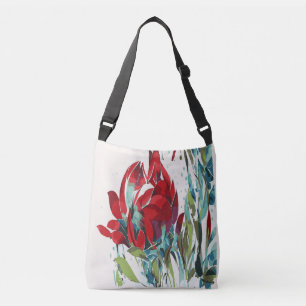 Designer Poppy on Handmade Lace Crossbody Bag
