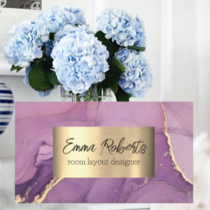 Designer Purple Marble Gold Simple Business Card
