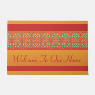 Designer Red and Gold Bold Welcome Door Mat