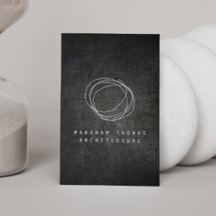 Designer Scribble Logo on Black Grunge Metal Business Card