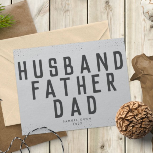 Designer Script Father's Day Grey Modern Photo Announcement (Creator Uploaded)