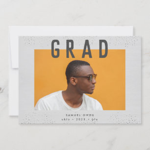 Designer Script Grad Grey Modern Two Photo Announcement