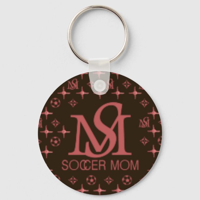 Designer Soccer Mum (brown/pink) Key Ring (Front)
