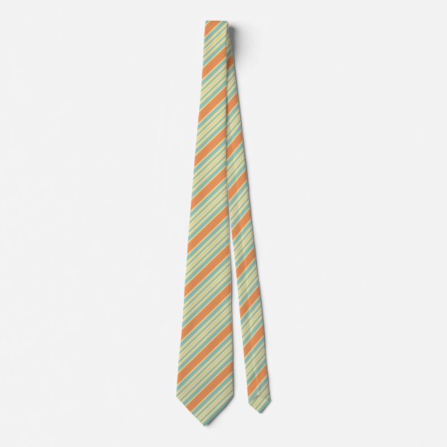 Designer Striped Tie Orange Blue Stripes Colours (Front)