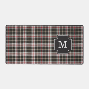 Designer Tartan Plaid Tan White Red Black Monogram Desk Mat
