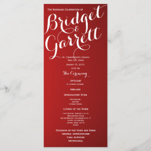 Designer Text Red Wedding Program Programme