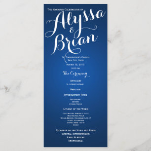 Designer Text Sapphire Blue Wedding Program Programme