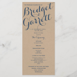 Designer Text Wedding Program Kraft Look Programme