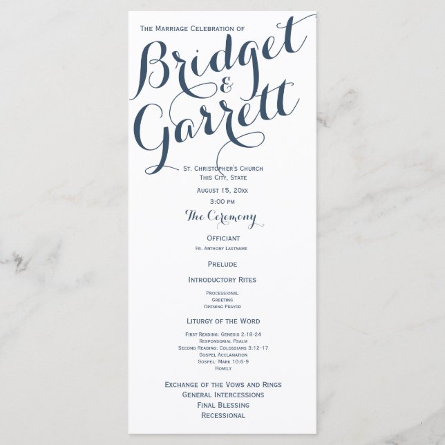 Designer Text Wedding Program Programme (Front)