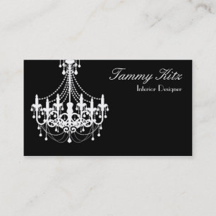 Designer White Black Chandelier Business Card Chic