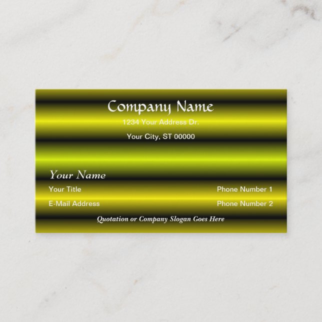 Designer Yellow Black Neon Stripes Business Cards (Front)