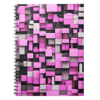 Designer's Notebook with Pink Cube Art