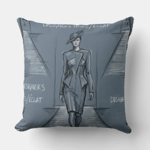 "Designer's Notes / Éclat" Slate Blue Fashion Cushion