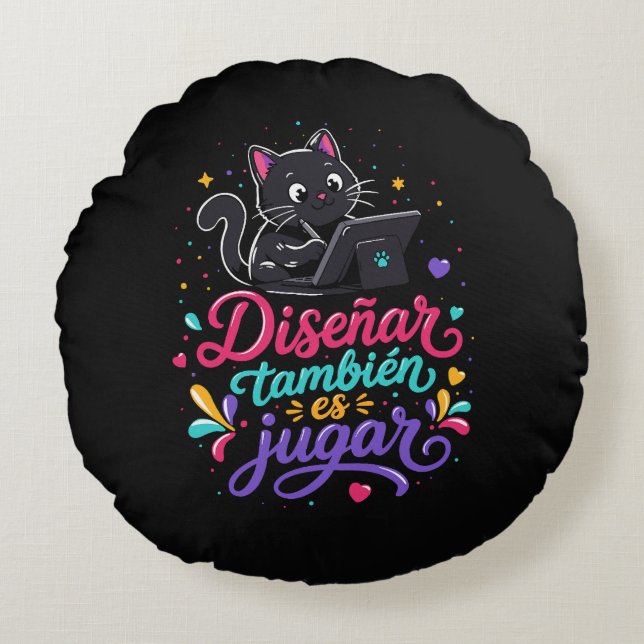 Designing is also playing round cushion (Front)