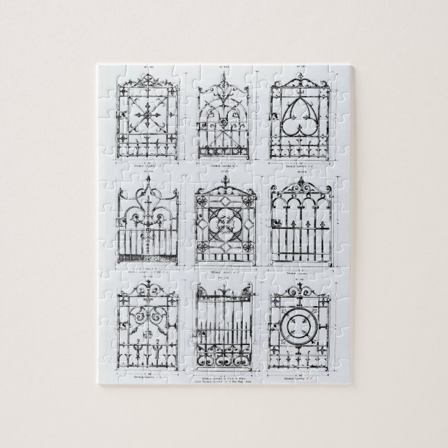 Designs for cast-iron railings, from 'Macfarlane's Jigsaw Puzzle (Vertical)