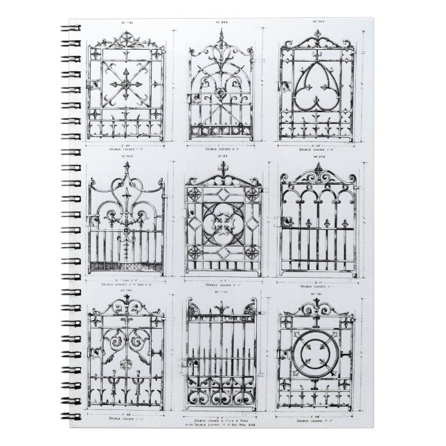Designs for cast-iron railings, from 'Macfarlane's Spiral Notebook (Front)