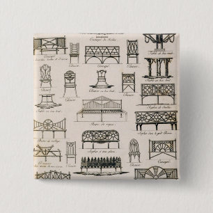 Designs for garden seats, from 'A Compendium of Dr 15 Cm Square Badge