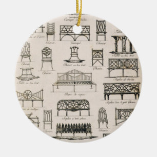 Designs for garden seats, from 'A Compendium of Dr Ceramic Tree Decoration