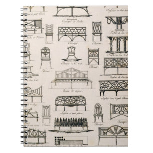 Designs for garden seats, from 'A Compendium of Dr Notebook