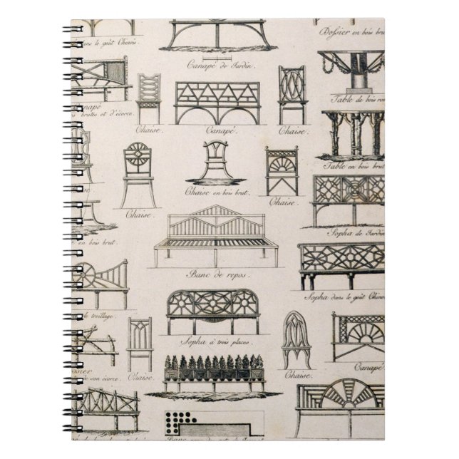 Designs for garden seats, from 'A Compendium of Dr Notebook (Front)
