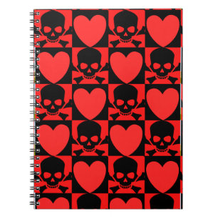 Designs with Skulls and Hearts Notebook