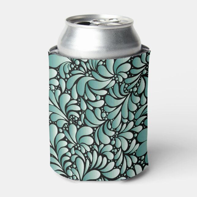 Desirable Fleur Pattern in Minty Green Can Cooler (Can Front)