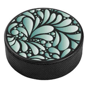 Desirable Fleur Pattern in Minty Green Hockey Puck