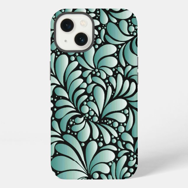 Desirable Fleur Pattern in Minty Green iPhone Case (Back)