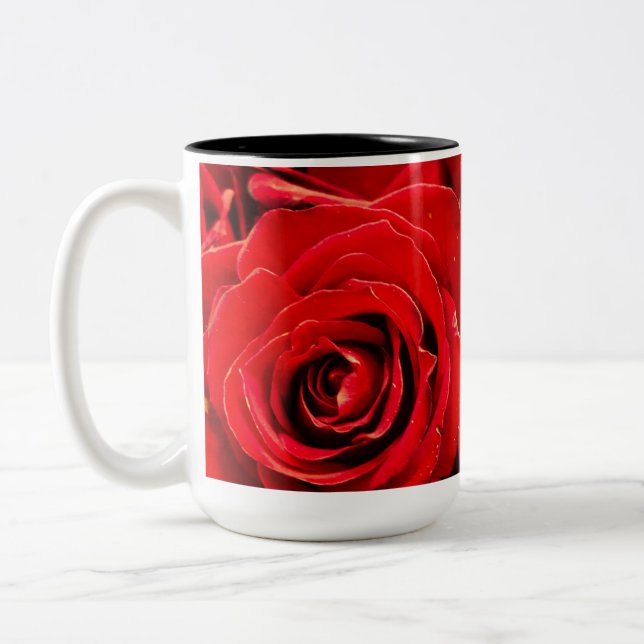 Desire Red Roses 15oz Two-Tone Mug Black (Left)