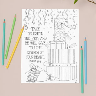 Desires of Your Heart Scripture Colouring Postcard