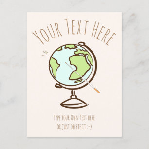 Desk Globe. Geography Teacher. Gift template. Postcard