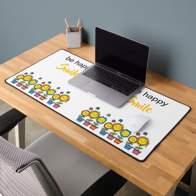 Desk Mat Be Happy Sunflowers Floral  (Office 2)