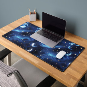Desk Mat – Luxury Sapphire Blue Celestial Moon