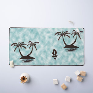 Desk Mat - Tropical Islands and Boat