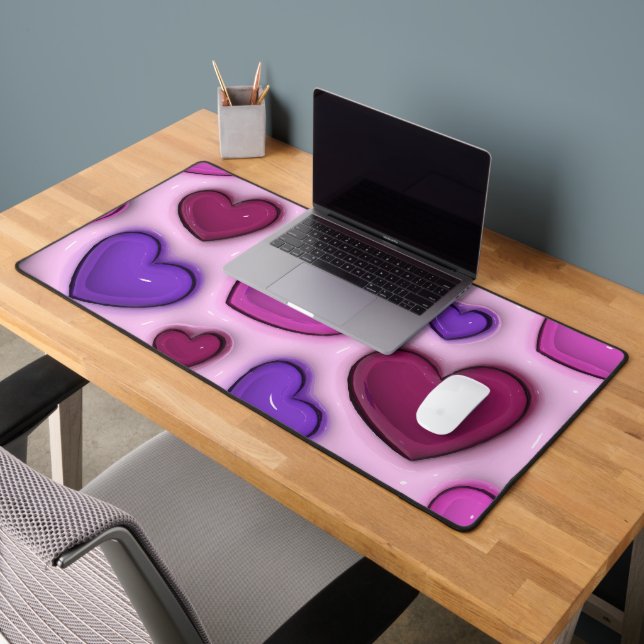 Desk Mat With 3D Glossy Hearts (Office 2)