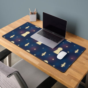 Desk Mat With Starry Night Knife Keyhole Pattern