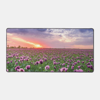 Desk Mats with Purple Petaled Flower Field