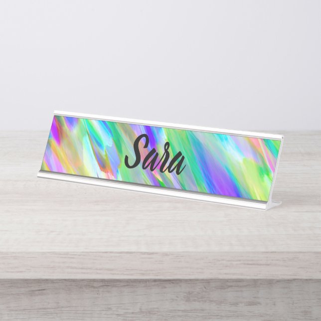 Desk Name Plate Colourful digital art splashing (Front)