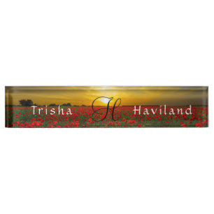 Desk Name Plate HAMbyWG - Sunset over Field