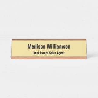 Desk Name Plate in Modern, Classy Black and Gold 