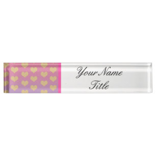 Desk Name Plate Ombré lilac pink gold modern Heart