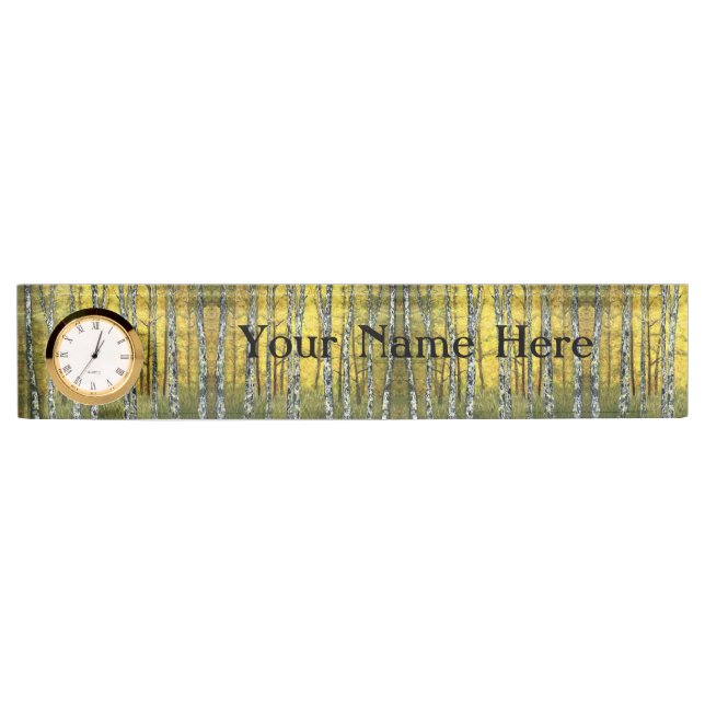 Desk Name Plate w/ Clock Option - Acadian Autumn (Front)