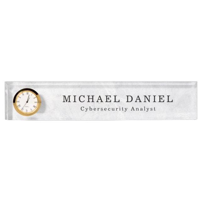 Desk Name Plate with Clock – Personalised Gift (Front)