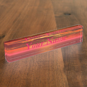 Desk Nameplate - HAMbyWhiteGlove - Pink/Orange Sun