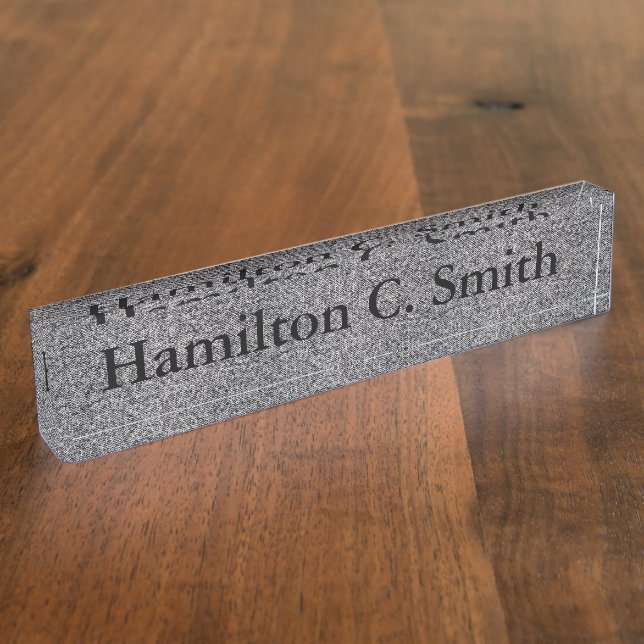 Desk Nameplate - HAMbyWhiteGlove - Tweed (Side)