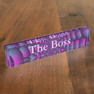 Desk Nameplate  Spiral in Pink Blue and Purple