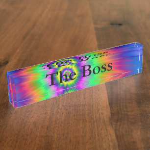 Desk Nameplate Tie Dye Fireball