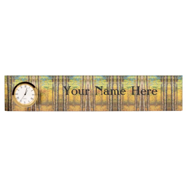 Desk Nameplate w/Optional Clock - Acadia Forest #2 (Front)