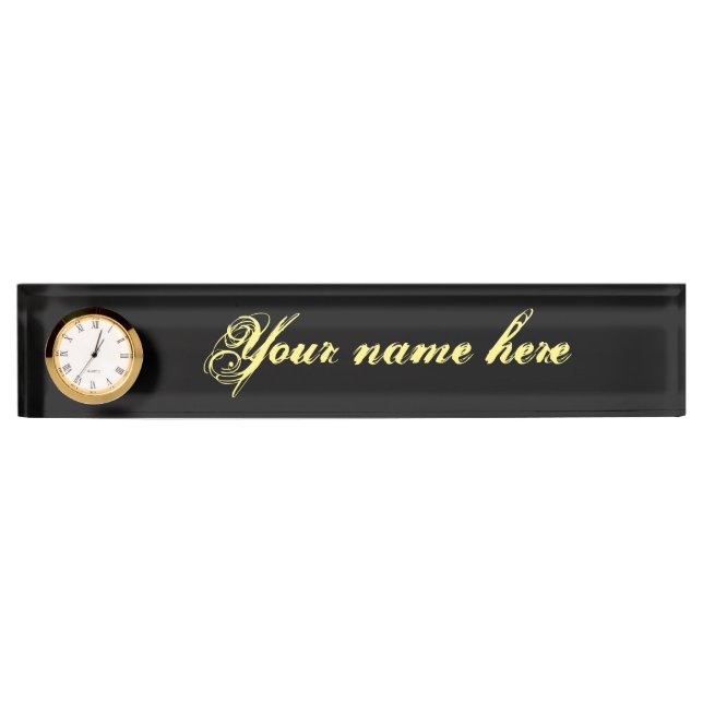 Desk Nameplate With Clock (Front)