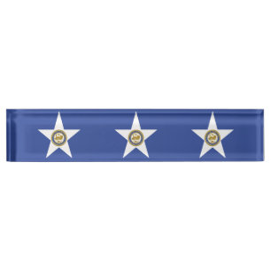 Desk nameplate with Flag of Houston, USA